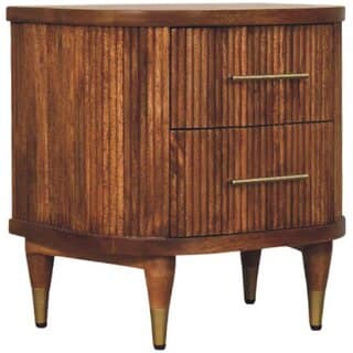 Ribbed Bedside with Brass Accents