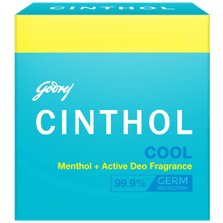 Cinthol Cool Menthol + Active Deo Fragrance Soap, 99.9% Germ Protection, 125 G (Pack Of 3)