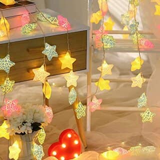Decorative Colorful StarLed String Lights for Indoor Outdoor Home Party Diwali Christmas Decoration (Warm White