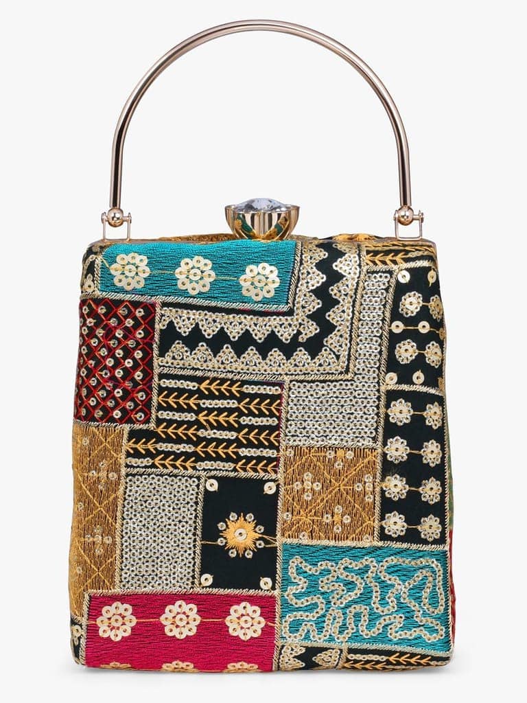 Vdesi Green Embroidery Clutch view 2