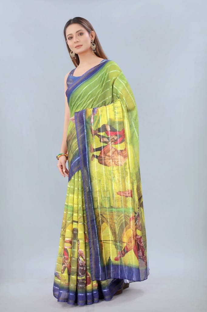 Silk Zone Women's Cotton Digital Print Zari Sequin Woven Black Saree view 2