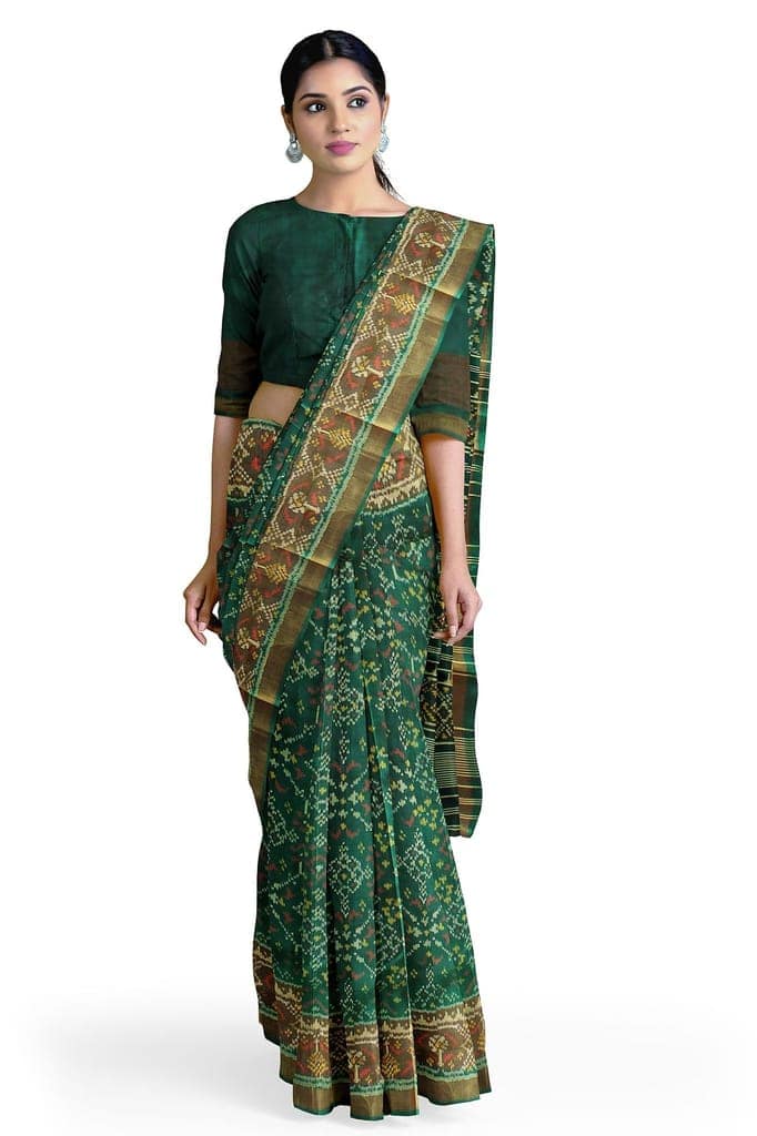 Garvi Gurjari (A Gujarat Govt Enterprise Women Green Shaded Handloom Single Ikat Silk Patola Saree (GGCSIKS113) view 2
