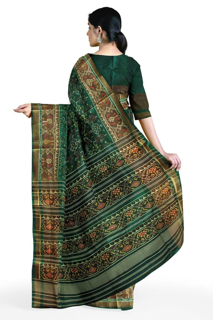 Garvi Gurjari (A Gujarat Govt Enterprise Women Green Shaded Handloom Single Ikat Silk Patola Saree (GGCSIKS113) view 4