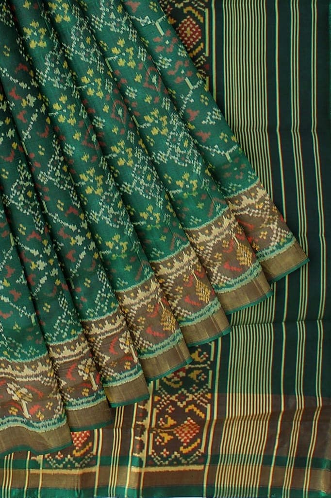 Garvi Gurjari (A Gujarat Govt Enterprise Women Green Shaded Handloom Single Ikat Silk Patola Saree (GGCSIKS113) view 7