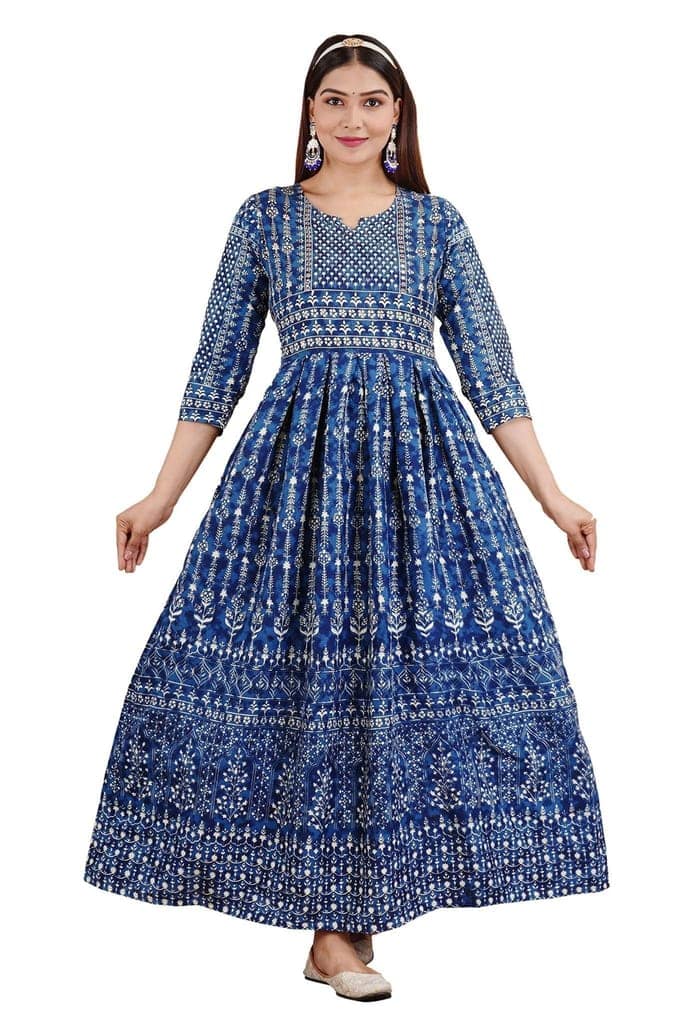 MANMAYEE Women's Rayon Sitara Work Long Kurti Gown | A-Line Kurti