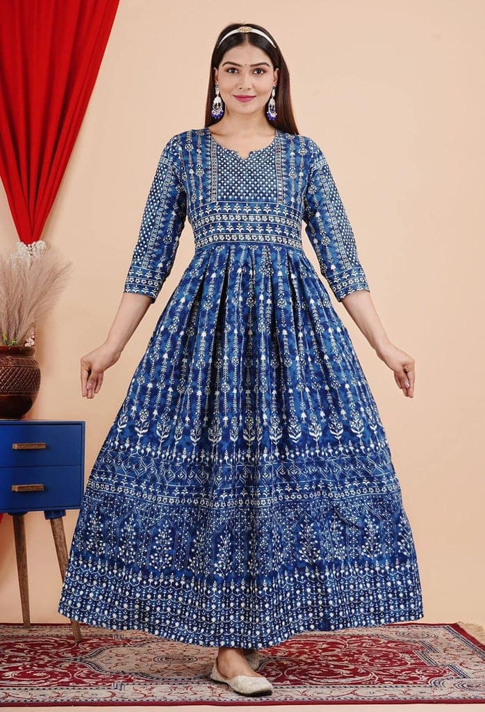 MANMAYEE Women's Rayon Sitara Work Long Kurti Gown | A-Line Kurti view 4