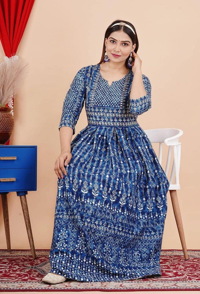 MANMAYEE Women's Rayon Sitara Work Long Kurti Gown | A-Line Kurti view 7