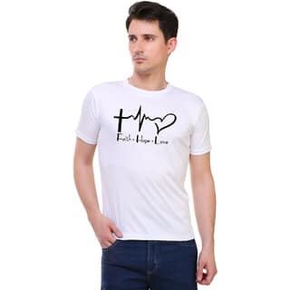 White Color Half Sleeve Love Hope Printed Tshirt