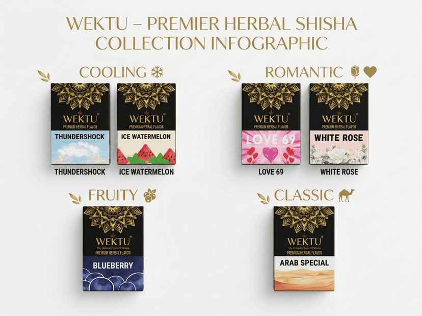 WEKTU Ultimate Tobacco-Free Shisha Experience Hub - Pure Herbal Multi-Flavor Hookah Materials Combo with Long-Lasting Coconut Charcoal & Heat-Shield Foil Pack view 2
