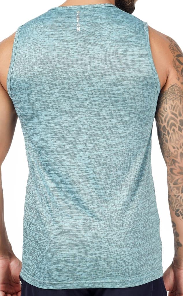 BLUEFICUS Men's GymVest Workout and Muscle Tank Top for Bodybuilding Running Weight Lifting Made by Dryfit Polyester Fabric (Green) view 3