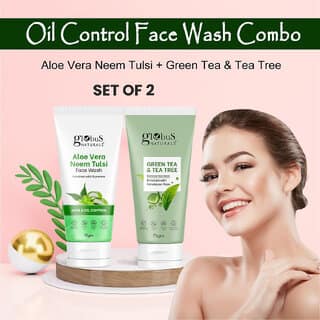 Globus Naturals Oil Control Face Wash Combo - Aloe Vera Face Wash & Tea Tree Face Wash, 75gm view 2