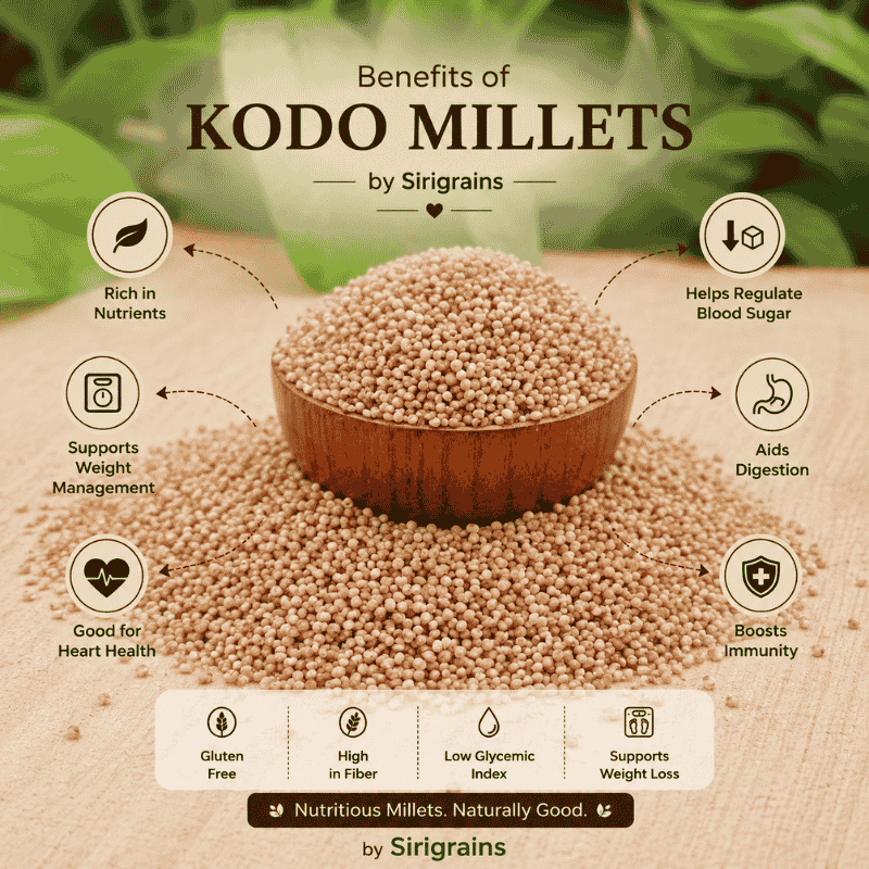 SiriGrains Organic Kodo Millet 1kg | Whole Unpolished Millet (Kodra, Varagu, Harka, Arikelu) | Premium Ancient Grain for Rice, Khichdi & Everyday Cooking view 3