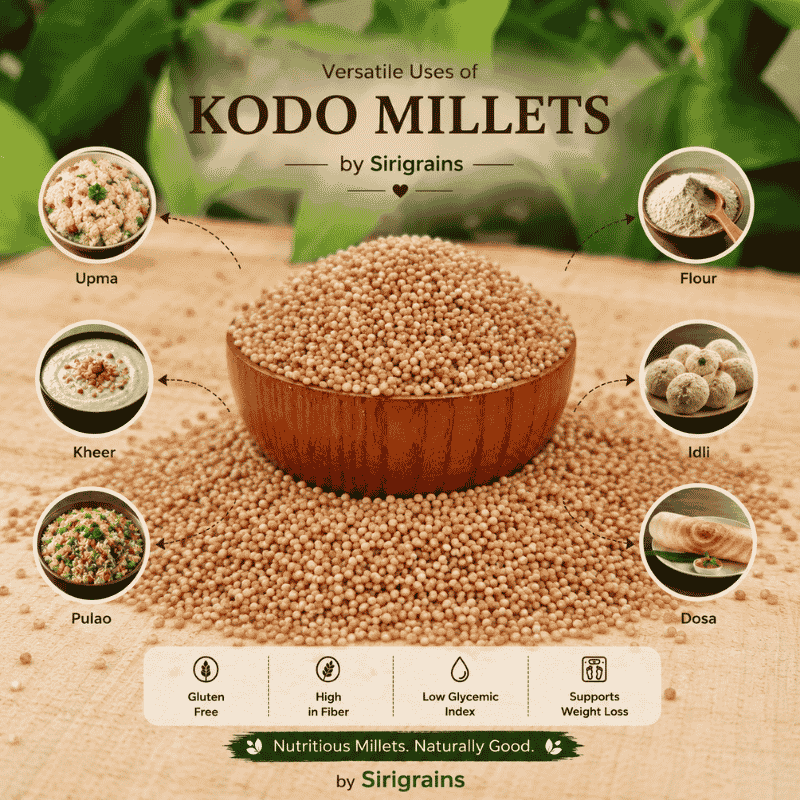SiriGrains Organic Kodo Millet 1kg | Whole Unpolished Millet (Kodra, Varagu, Harka, Arikelu) | Premium Ancient Grain for Rice, Khichdi & Everyday Cooking view 4