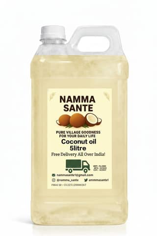 Coconut Oil, Nariyal Tel, Copra Oil, Virgin Coconut Oil, Cold Pressed Coconut Oil 5litre