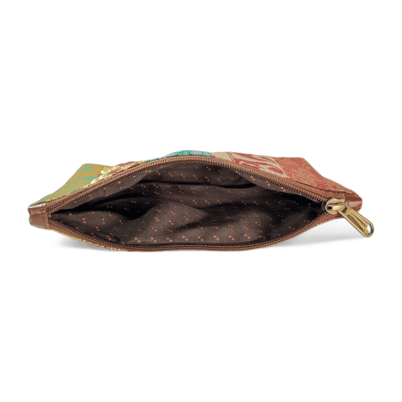 PRASHU Recycled Brocade Fabric Pencil Pouch Light Weight Pouch for Stationary/Aesthetic Pencil Case for College Students/School Pouch for Girls view 3