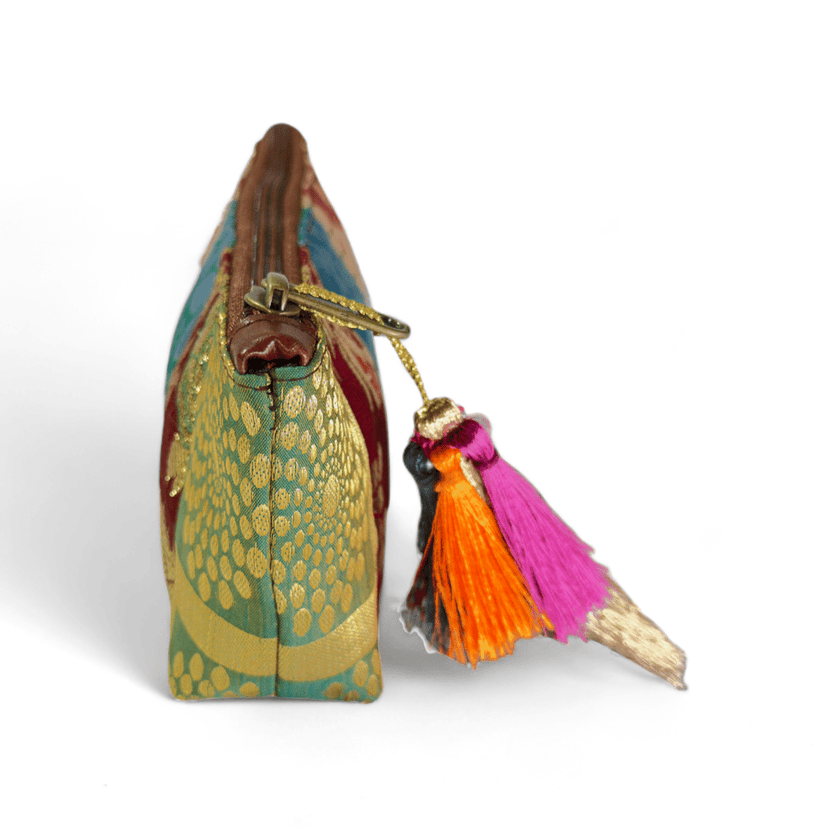 PRASHU Recycled Brocade Fabric Pencil Pouch Light Weight Pouch for Stationary/Aesthetic Pencil Case for College Students/School Pouch for Girls view 7