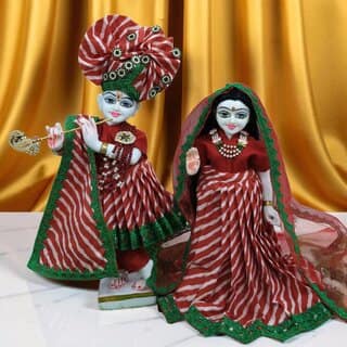 Handcrafted Radha Krishna Poshak Dress with elegant Border and Dupatta