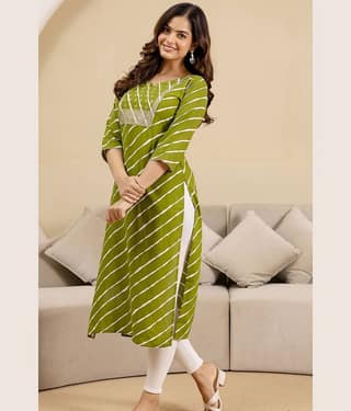 Kapadia Women Cotton Blend Embroidered Straight Kurti ( Green )