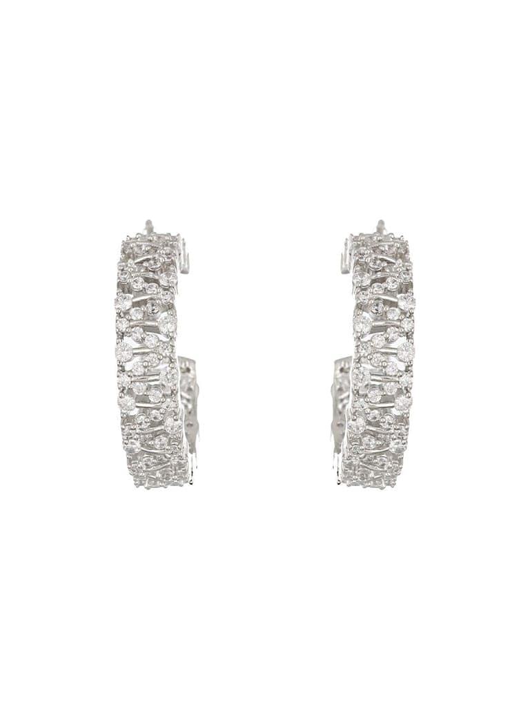 Silver Plated Zircon Studded Minimal Half C Hoops Earrings view 5