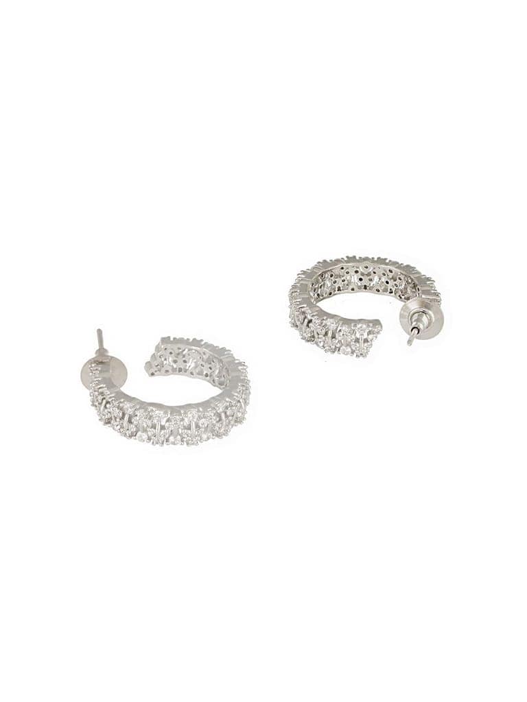 Silver Plated Zircon Studded Minimal Half C Hoops Earrings view 6