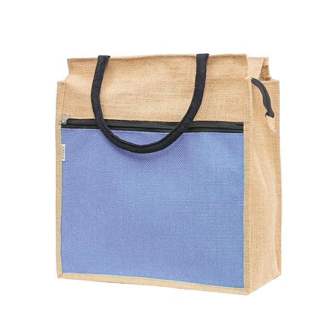 Jute Tote Bag with Zippered Front Pocket**Description view 2