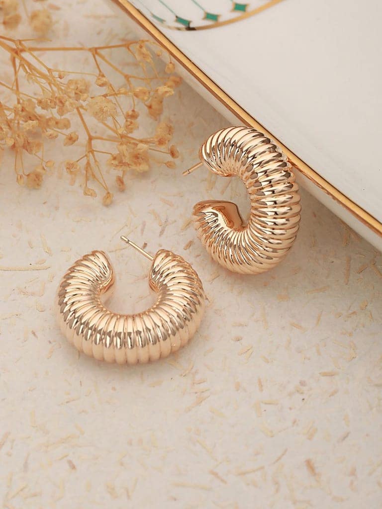 Anti-Tarnish Gold Plated Twister C Hoop Earrings view 2