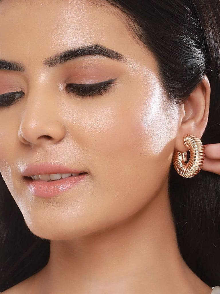Anti-Tarnish Gold Plated Twister C Hoop Earrings view 4