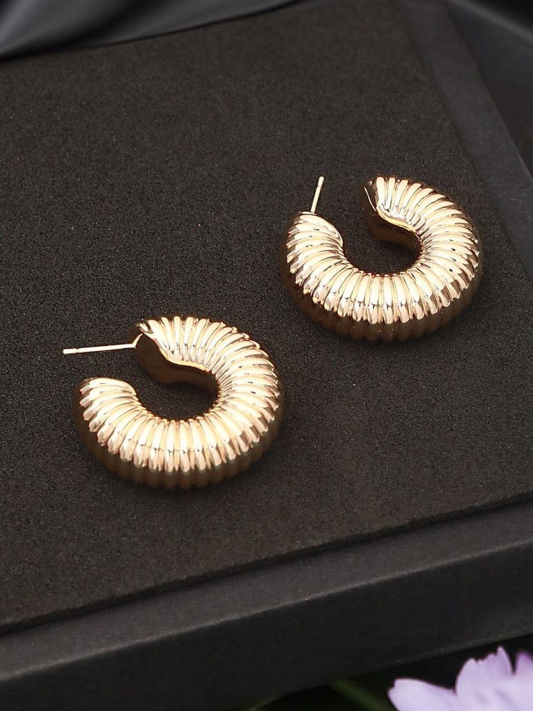 Anti-Tarnish Gold Plated Twister C Hoop Earrings view 8