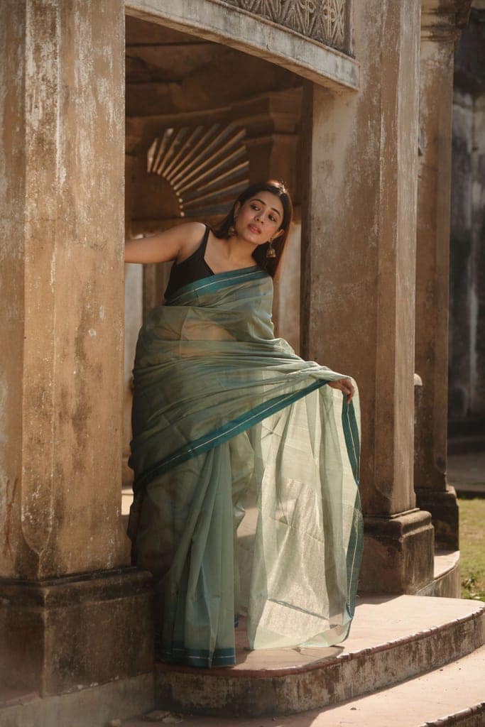 Utsav silk cotton saree - Pista view 2