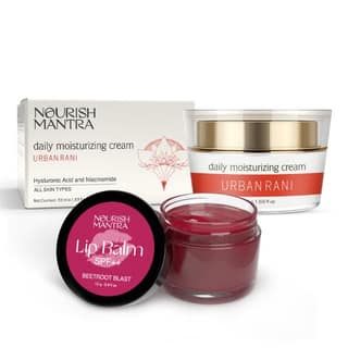 Nourish Mantra Beetroot Blast Lip Balm with SPF (12g) & Urban Rani Daily Moisturizing Cream (50ml)/ Lip Balm for dry cracked & dark lips/ Face Cream to Hydrates Nourish & Improve Skin Tex