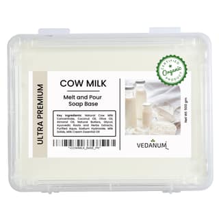 VEDANUM Ultra Premium Soap Base 100% Organic Ingredients (SLES, SLS, Paraben Free) (Cow Milk, 500 gms pack of 1) Pure & Lab Tested VEDANUM Ultra Premium Soap Base 100% Organic Ingredients (SLES, SLS, Paraben Free) (Cow Milk, 500 gms pack of 1) Pure & Lab