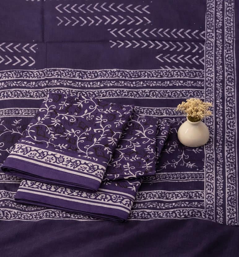 Handcrafted Dabu Print Cotton Dress Material – 3 Piece Set