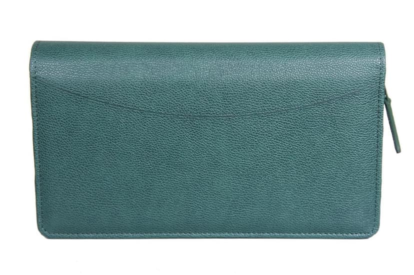 Sukeshcraft Multiple Cheque Book Holder | Original PU Holds Upto 8 Cheque Books, Locker Key Hook, 2 Photo Slots, 1 Pin-Sim Slot, (PU -Grain Green ) view 2