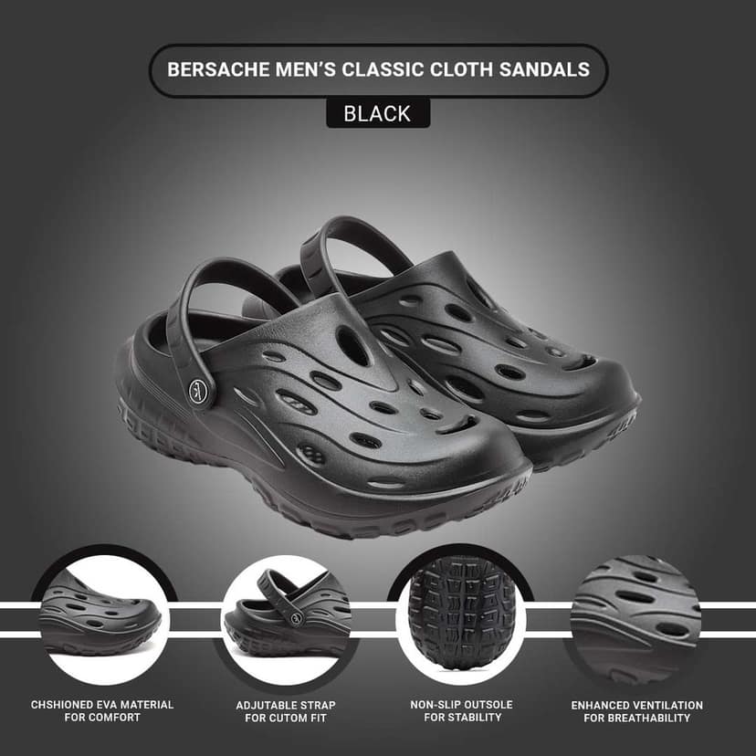 Bersache Extra Soft Classic Casual with Back Strap Regular wear with Ultra Soft & Flexibility Technology Clog for Men's view 5