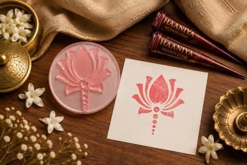 Lotus Flower Mehndi Stamp Easy Hand Mehndi Printing Tool Floral Henna Stencil for Beginners and Artists view 3