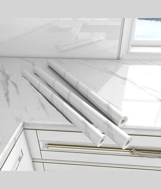 SKYVILLA Wall Stickers Wallpaper (200cm X 60 cms) for Furniture Kitchen Cabinets Almirah Tabletop Plastic Table Wooden Table Wardrobe Renovation PVC DIY Self Adhesive Sticker (White, Pack of 3)