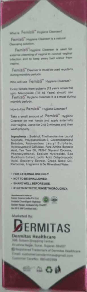 Dermitas Femiza Wash - Expert Intimate Hygiene Liquid Wash view 2