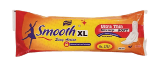 Smooth XL Ultra Thin Extra Large Soft Sanitary Pads with Wings - 18 Count
