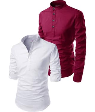 Apektra Grey Cotton Blend Men's Regular Kurta ( Pack of 2 )