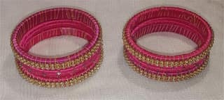 Indian Traditional Silk Thread Bangles With Stone Work