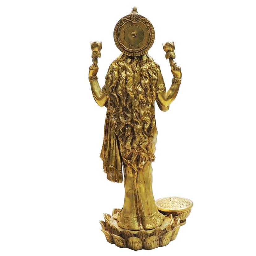 Brass Laxmi Ji Idol Statue | Goddess Lakshmi Puja Murti, Height : 24.5 Inch (BSMAS1873 L) view 3
