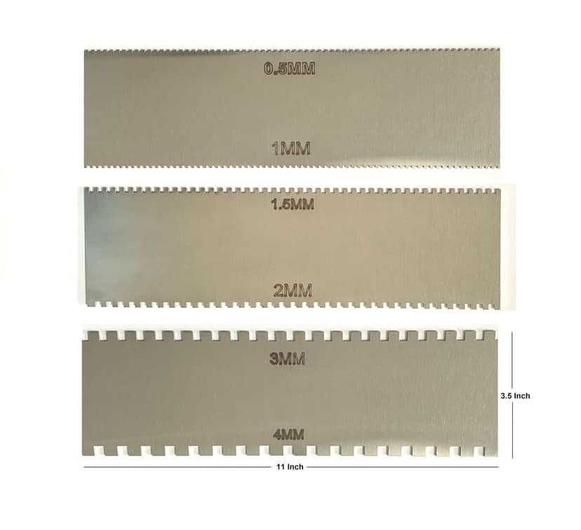 MD Style Square Notch Metal Trowel Fix Thickness for Flexible Resin Spreader Set, Reusable Trowel Scrapers for Epoxy, Fillers, Putty,Spackling Paste view 2