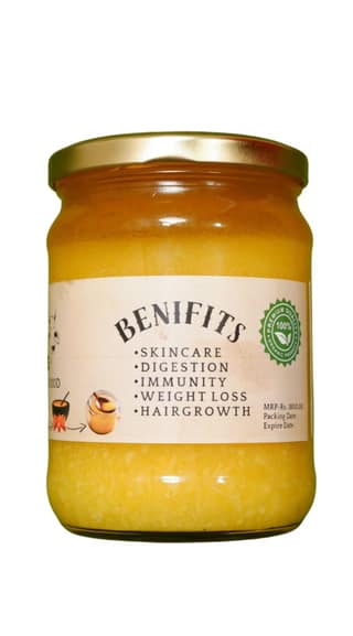Organic ghee for skincare, digestion, immunity, weight loss, and hair growth