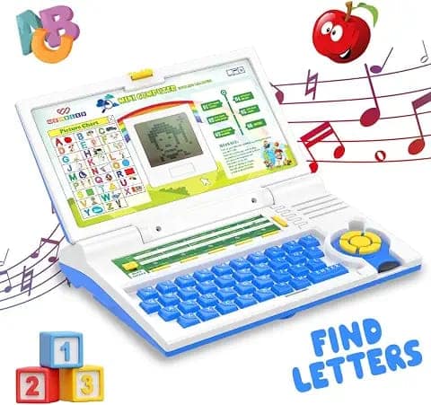 Wembley Educational Kids Laptop Learning Toy for 2-5 Years Boys Girls Computer Toys for 3 Years Fun Activity Learning Alphabet,Letter,Words,Games,Mathematics,Music,Logic Memory Tool - Blue view 2