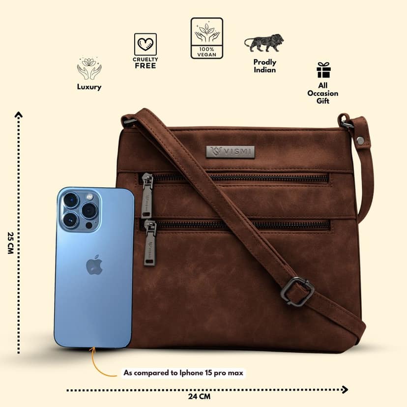 VISMIINTREND Sling Bag for Women | Crossbody Messenger Bag | Pu Leather Stylish Shoulder Bag | Water Resistant Adjustable Strap view 4