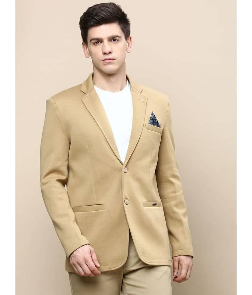 Showoff Cotton Blend Men's Blazer - Khaki ( Pack of 1 ) view 2