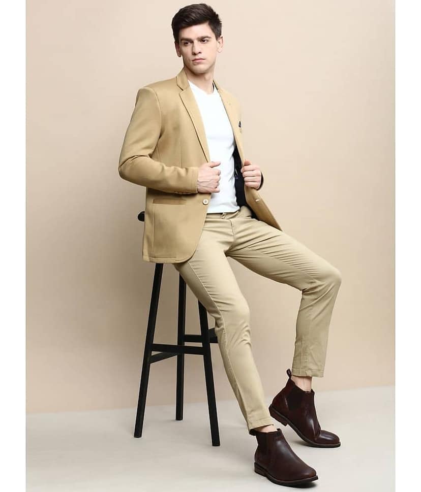 Showoff Cotton Blend Men's Blazer - Khaki ( Pack of 1 ) view 5