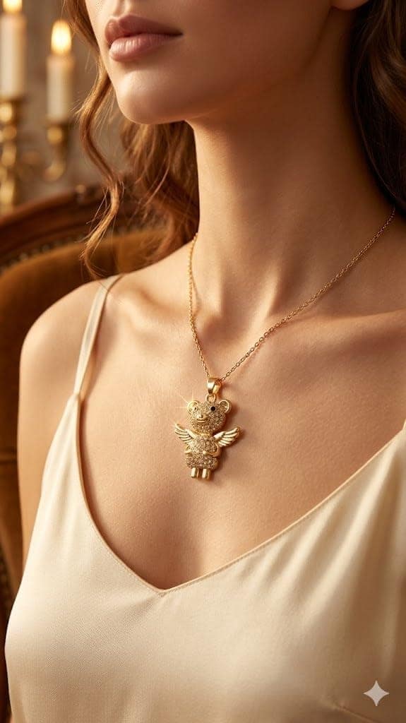 GemGleam Crystal Pendant Chain Necklace | Gold Plated Chain with Locket for Women | Waterproof - Anti-Tarnish | Hypoallergenic | Skin Friendly | Lightweight - Gift for Wife, Girlfriend, Friend view 2