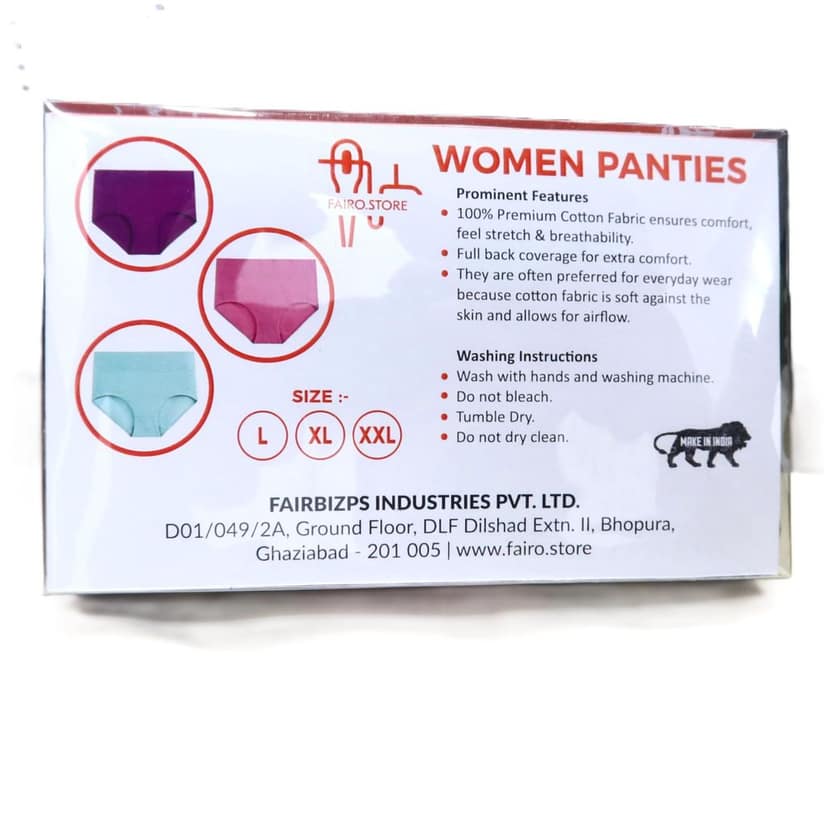 FAIROSTORE Women's Cotton Panties Comfortable Solid Panties Multicolor(XXL 100 cm) Panties (Pack of 3) view 5