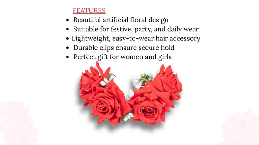 Red Rose Hair Broch 1 piece each view 3